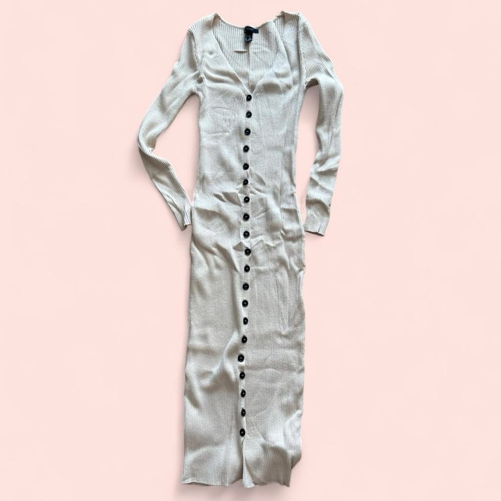 Forever 21 Cream Long Sleeve Maxi Dress